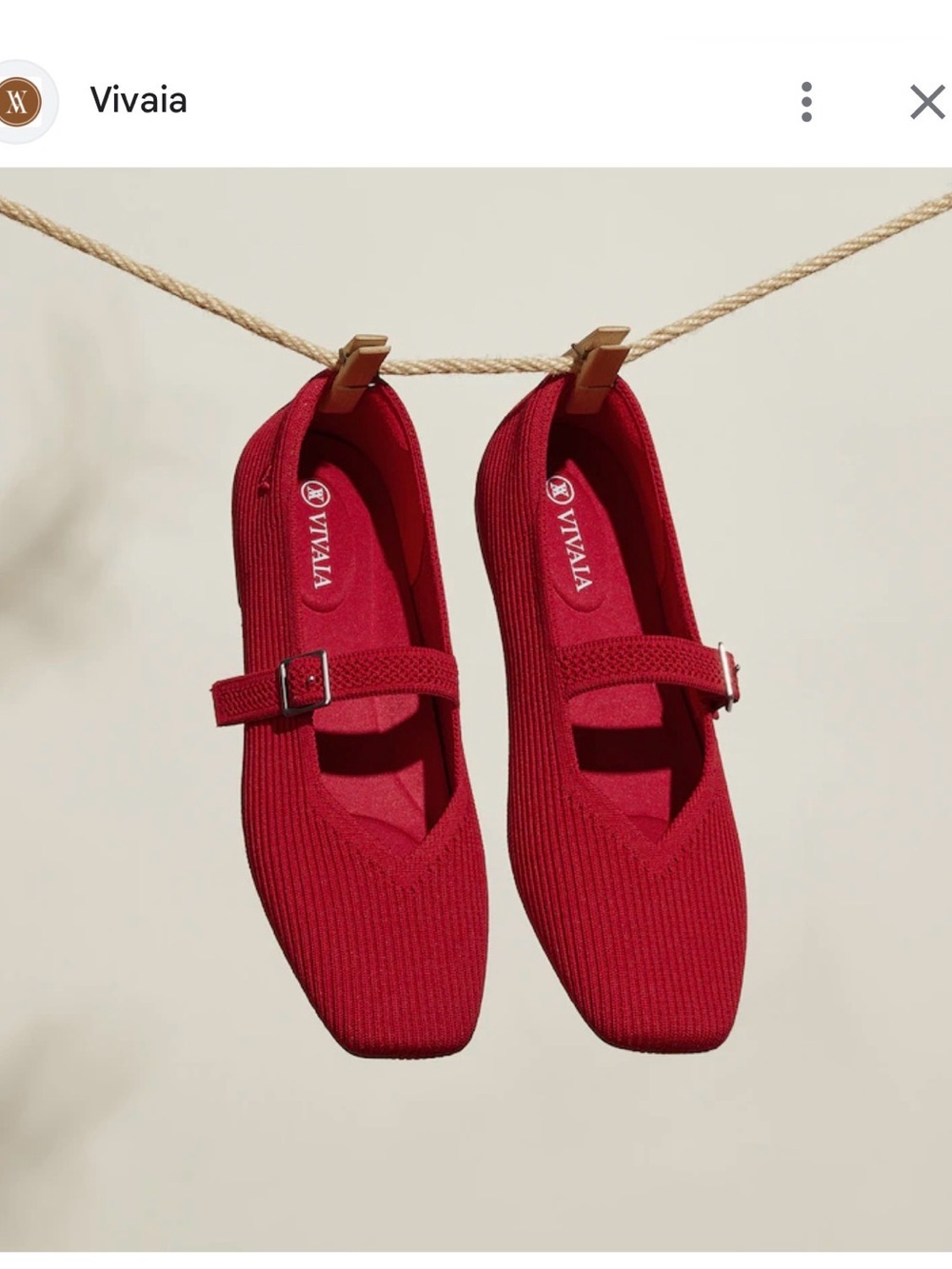 VIVAIA Mary Jane Flats Knit Square‎ Toe Buckle Strap Red Shoes Sz 39.5